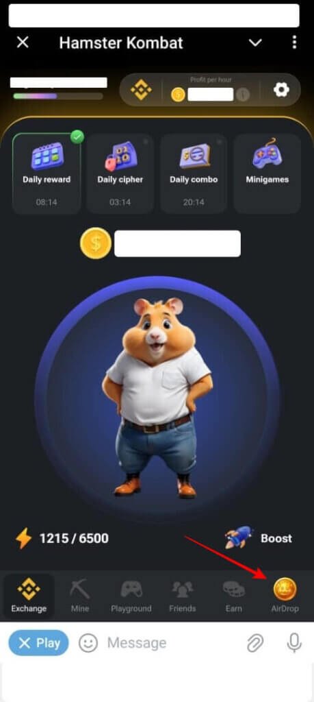 Deposit Hamster on Binance