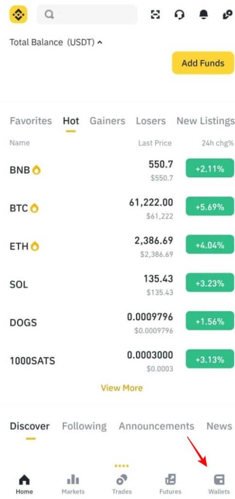 Deposit Hamster on Binance